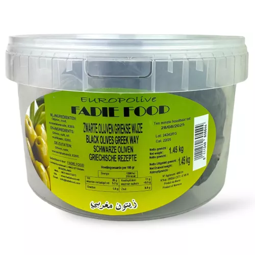 Fadie Food Black Greek Pitted Olives 1.45kg